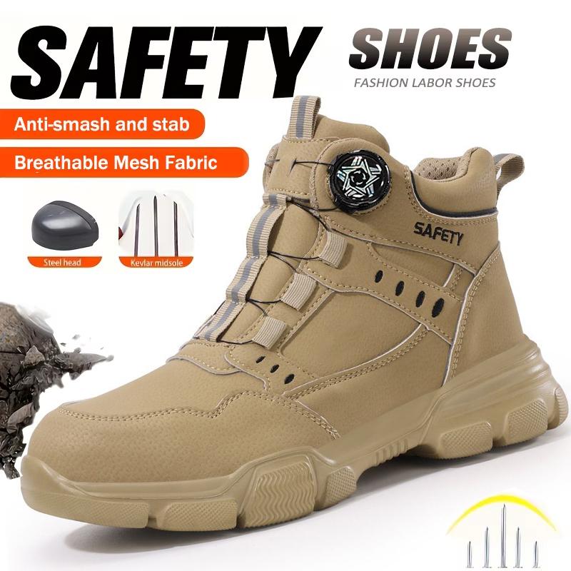 Fashion Steel Toe Safety Shoes Men Shoes Anti Smash Anti-puncture Work Shoes Men Functional Shoes Indestructible Mining Boots