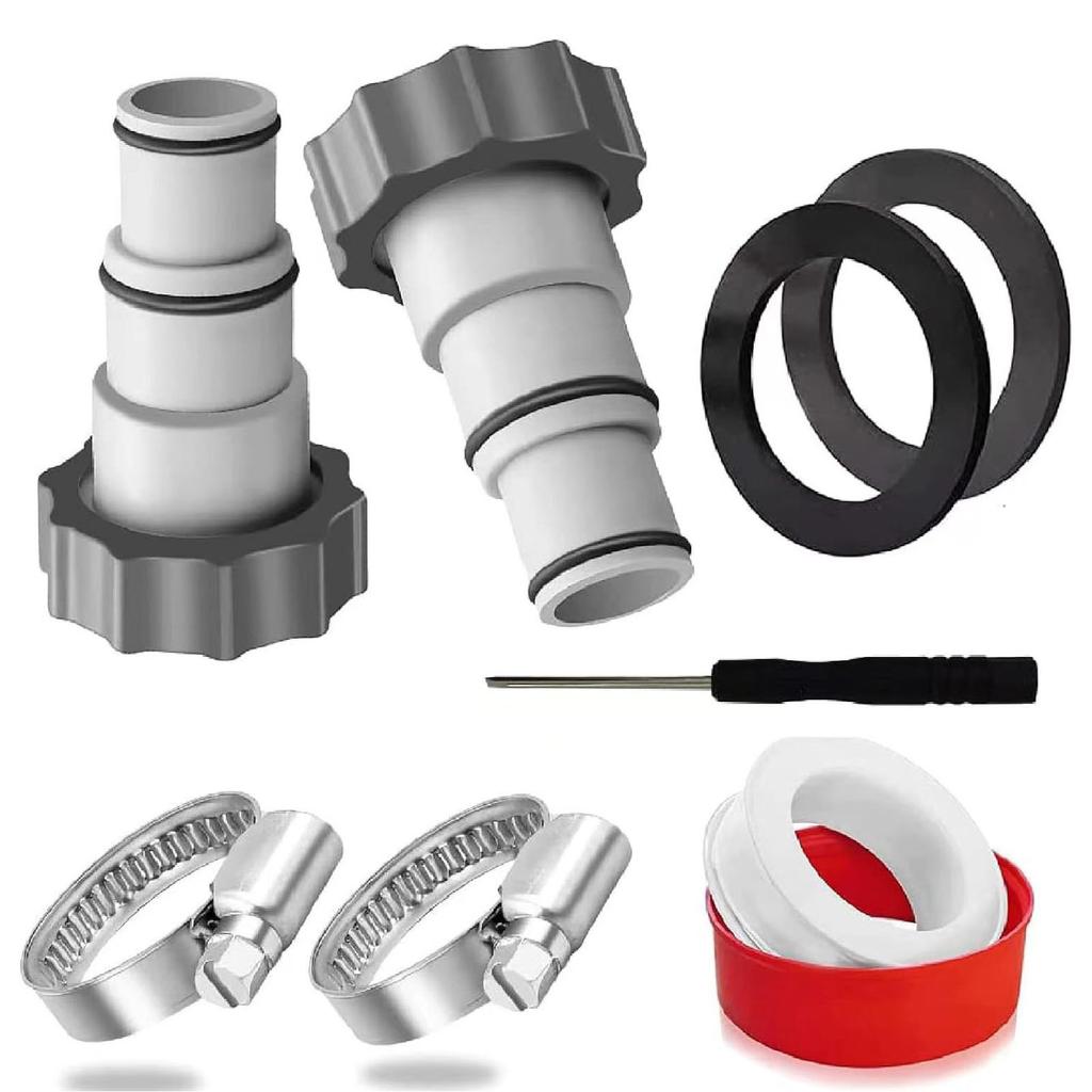 Threaded To Clamp Pool Hose Adapter Kit Pool Pump Hose Connector with Clamp Washer for 1.5 1.25