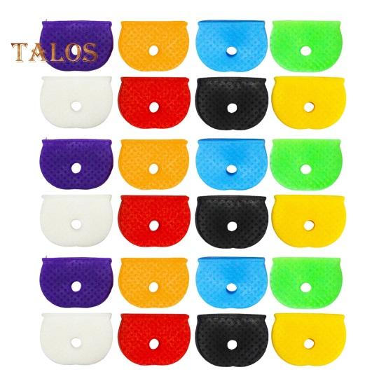 24/32/40 Pcs Colored Key Caps Flexible Round Rubber Key Covers Semi-circular Key Tags Identifiers for House Keys Non Odd-Shaped Keys