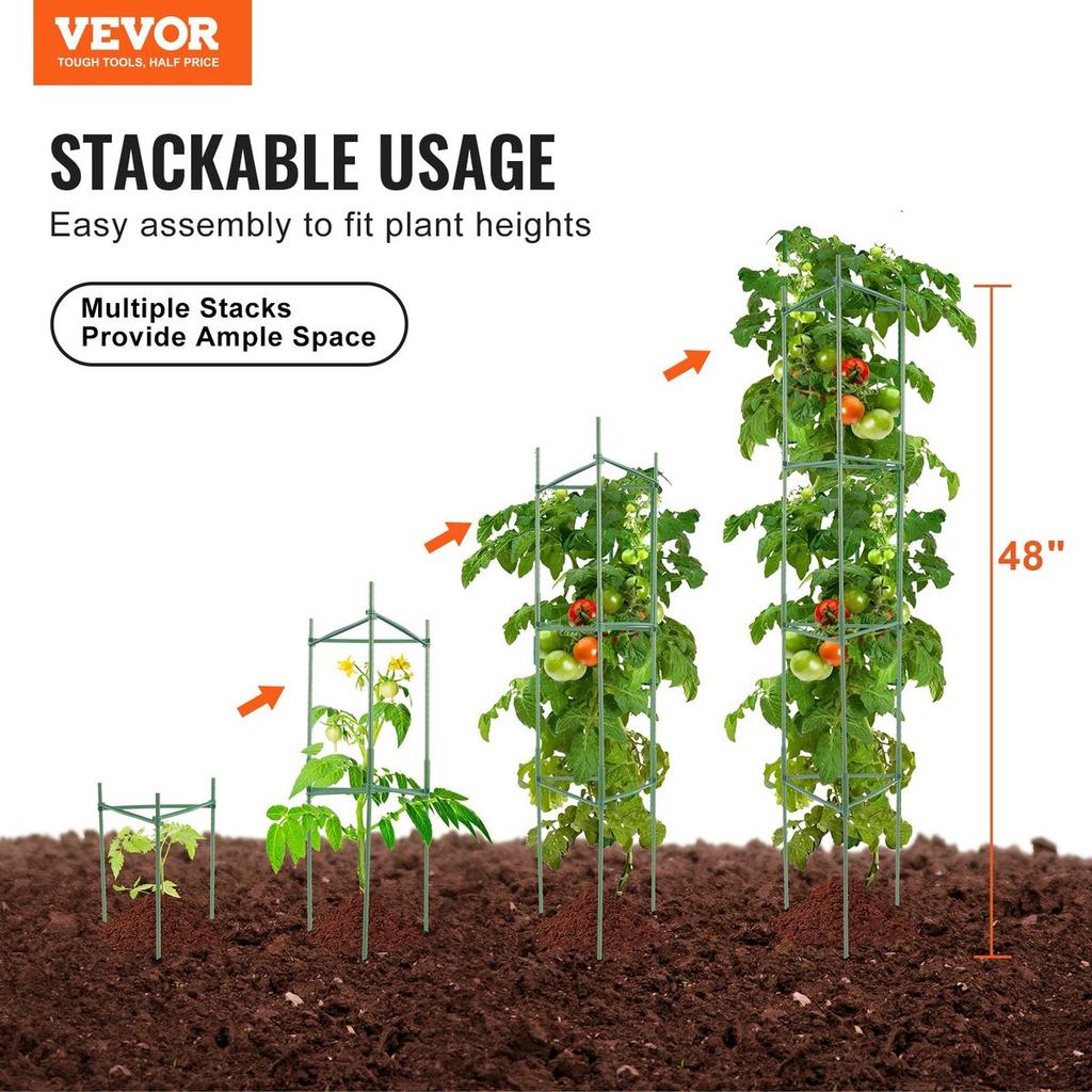 6 Packs Tomato Cages for Garden 48" Tomato Plant Stakes Support Cage