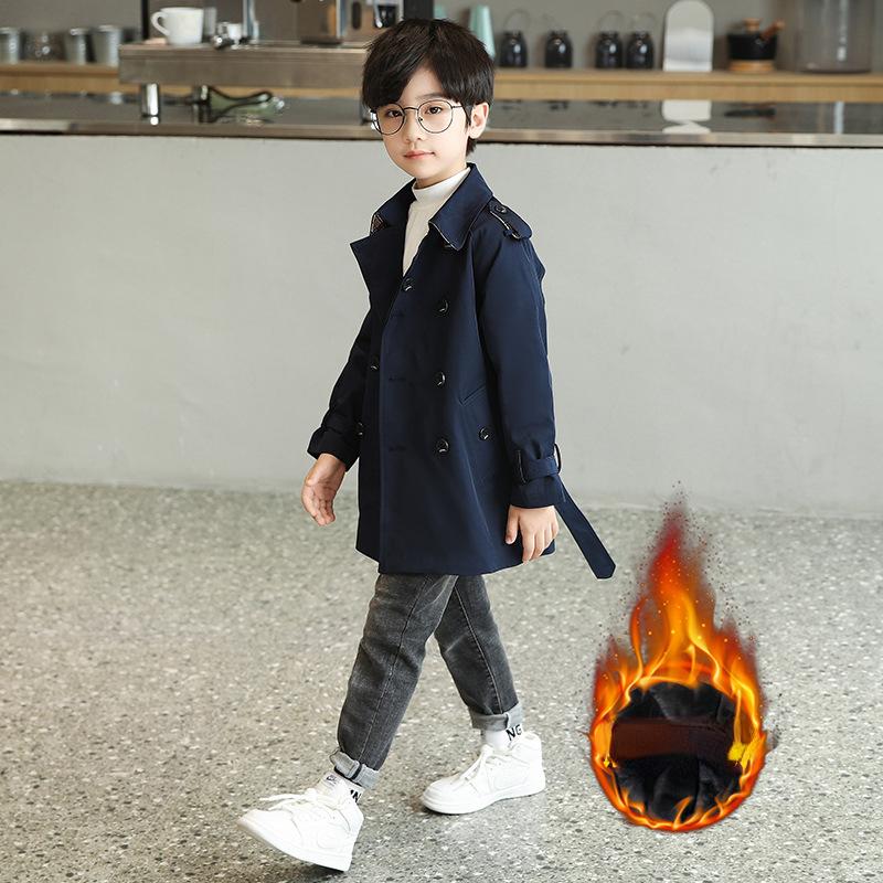 Boys Faux Fur Coat ELPA Kids' Classic Trench Coat Stylish Double