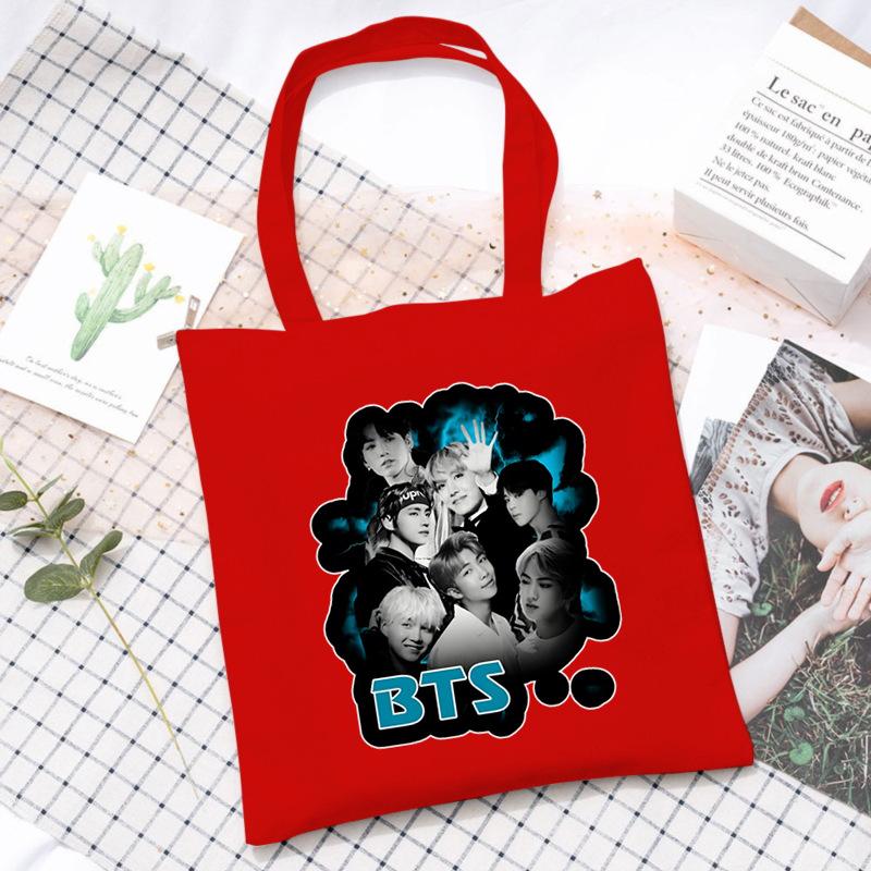 Korean Style Printed Canvas Tote Bag for Women Men Large Capacity Commuter Shoulder Handbag Fashionable Daily Outing Purse KTB