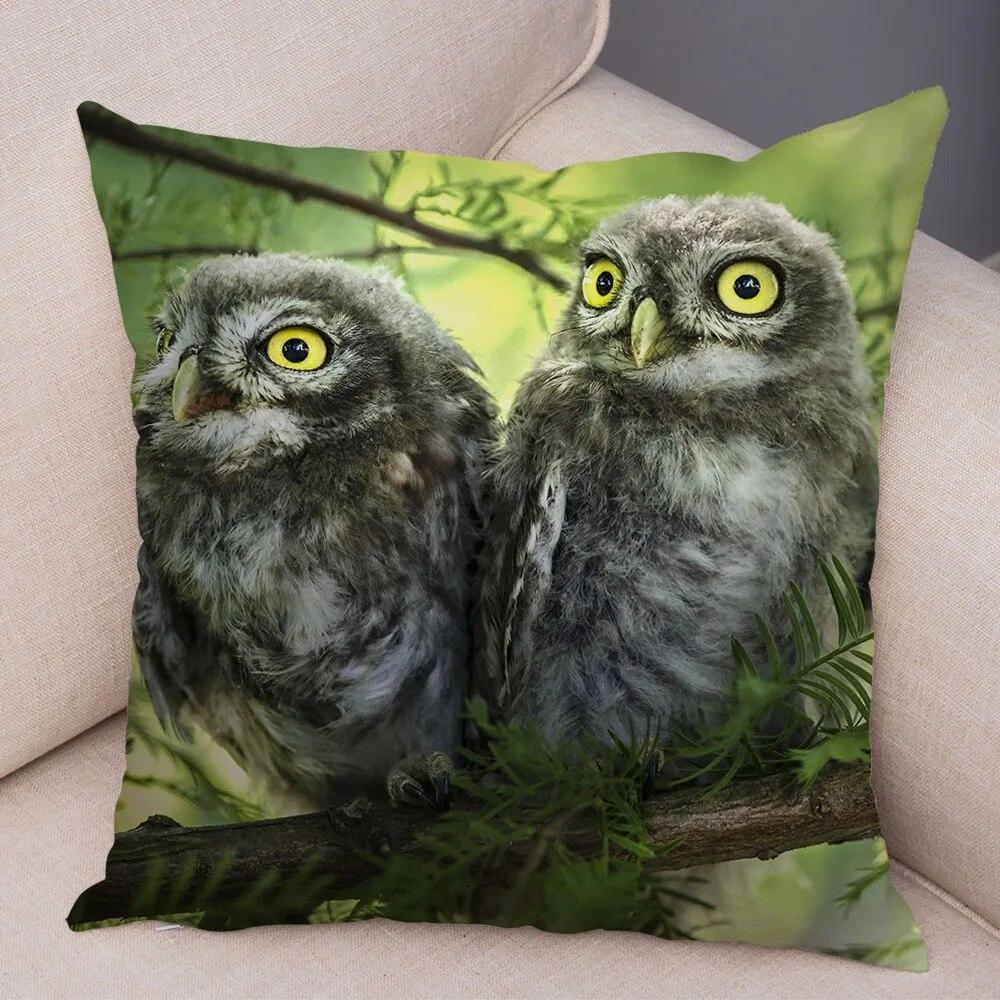 Cute Animal Pillowcase Wild Owl Cushion Cover Decorative Pillowcase Sofa Home Children's Room