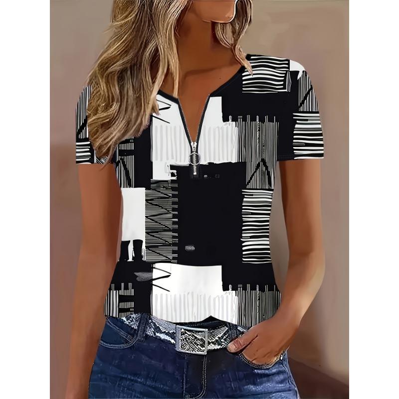 Women s Short Sleeve Printed T-Shirt Tops Summer Wear XL