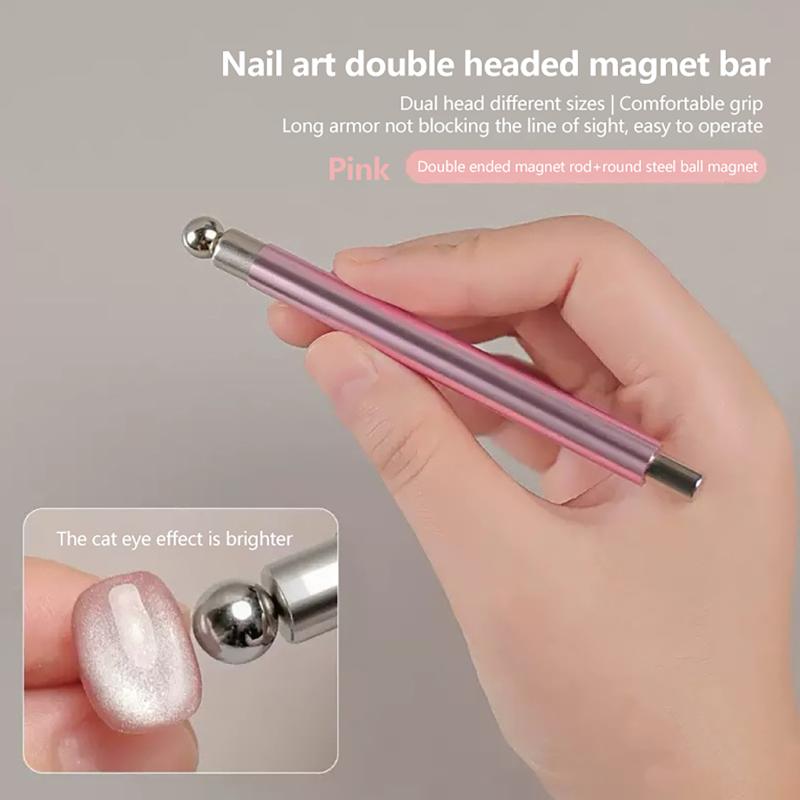 Double Head Cat Eye Nail Magnet Stick Round Ball Strong Magnetic Nail Art Wand Metal Manicure Tool For Diy Nail Art Salons