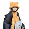 Cute Bear Ears Plush Fisherman Hat Women's Neck Protector To Prevent Cold and Warm Cartoon Neck Scarf