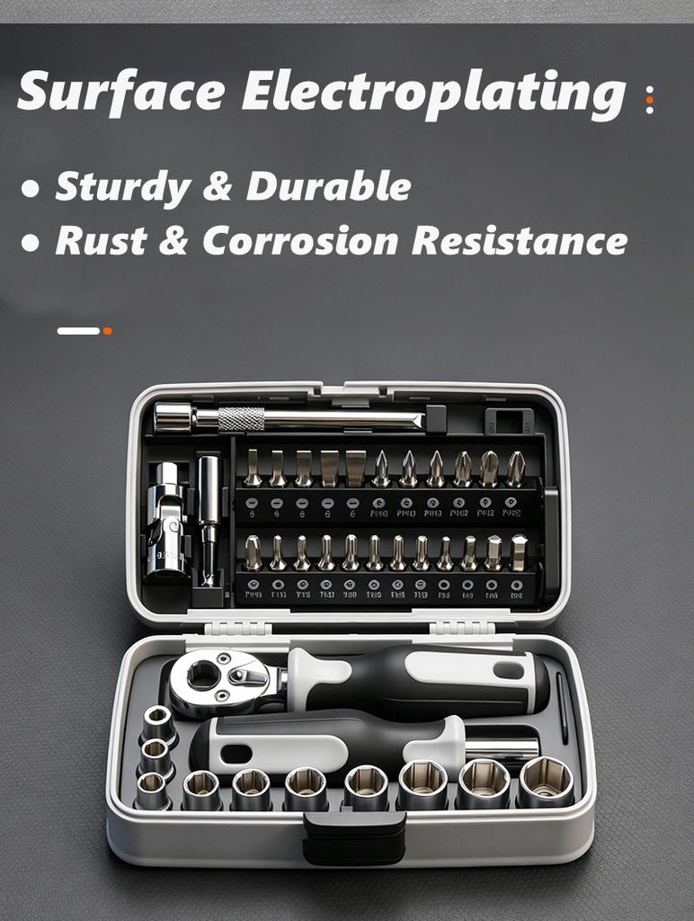 Socket Ratchet Wrench Set,Ratcheting Screwdriver Set,Ratchet Socket Bit Set CR-V Steel Multi-Function Repair Kit for Maintenance