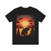 Black Patterned Bear Sunset Men's or Women's Soft Cotton T-shirt Personality Casual High Quality Print Street Short Sleeve Tops
