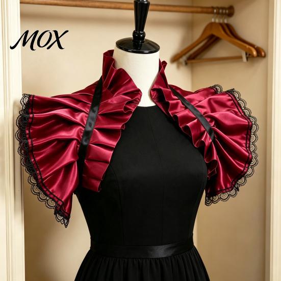 Mode Halsdekor Vintage Viktorianisches Rüschen Schulterumhang Schal, Gotischer Falscher Kragen Schulterwickel Verstellbares Band Krawatte Capelet mit für Cosplay Kostüm