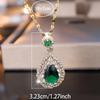 Luxury Female Crystal Green Red Zircon Stone Water Drop Pendant Necklace Vintage Silver Color Wedding Jewelry For Women