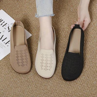 Breathable Soft Sole Mesh Flat Shoes for Middle-Aged and Elderly Women