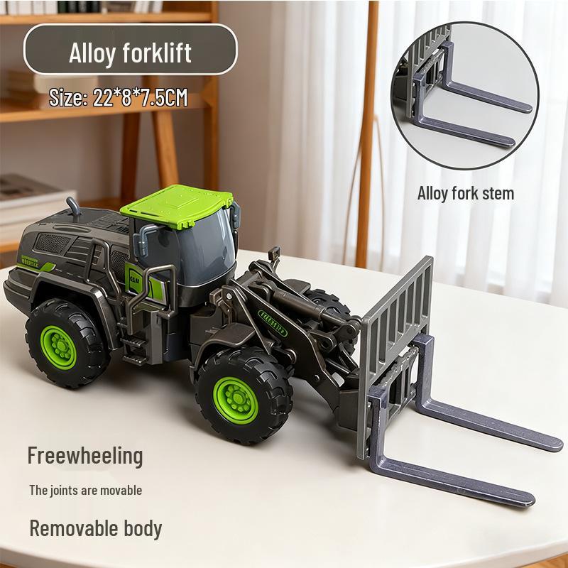 Kids' Alloy Engineering Vehicle Set: Excavator, Digger, Crane, and Earthmover Toy Models