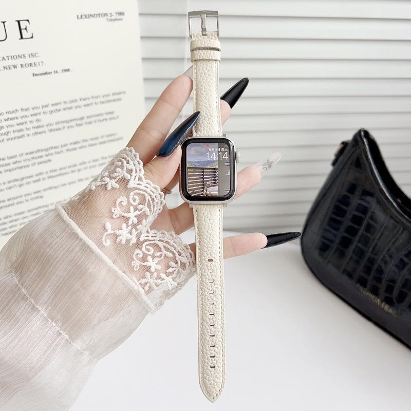 Curea compatibilă din piele pentru Apple Watch S10 - Model litchi, iWatch 9876, SE, Ultra