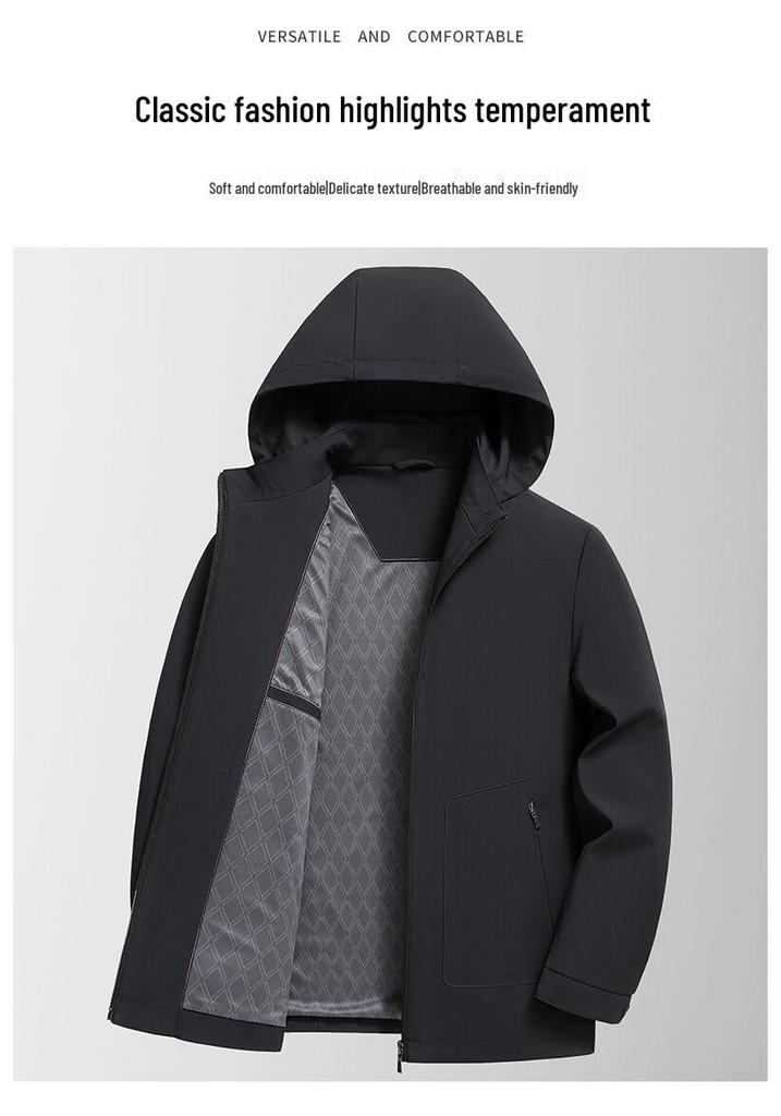 Men's High-End Hooded Business Jacket for Autumn 2025 - Elegant Middle-Aged Dad's Coat
