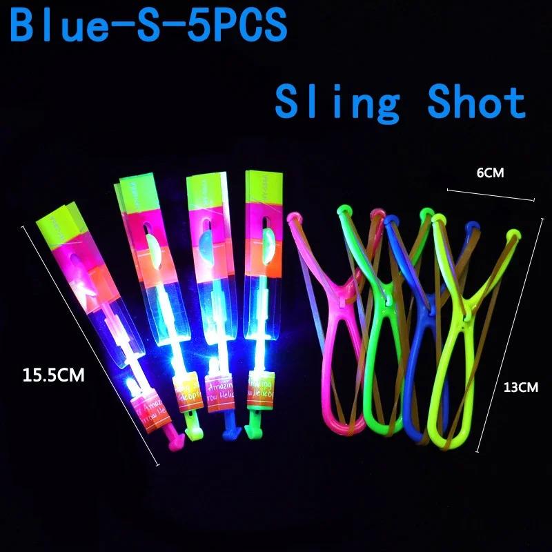 Summer Outdoor Games LED Lights Arrow Slingshots Flying Toys Kids Flying Helicopters Birthday Party Fun Gifts Elastic Slingshots
