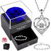 Women' Silver Bracelet Necklace Pendant Eternal Rose SET