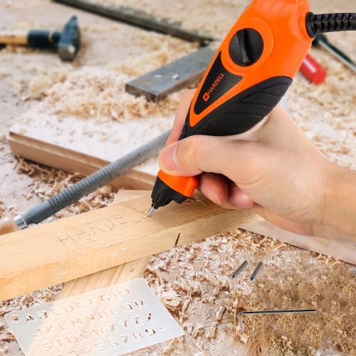 HARDELL Engraving Machine, 5-Speed ??Etching Power Tool with Soft Rubber Handle and Tungsten Carbide Steel Bits, Mini Multifunction Engraving Machine