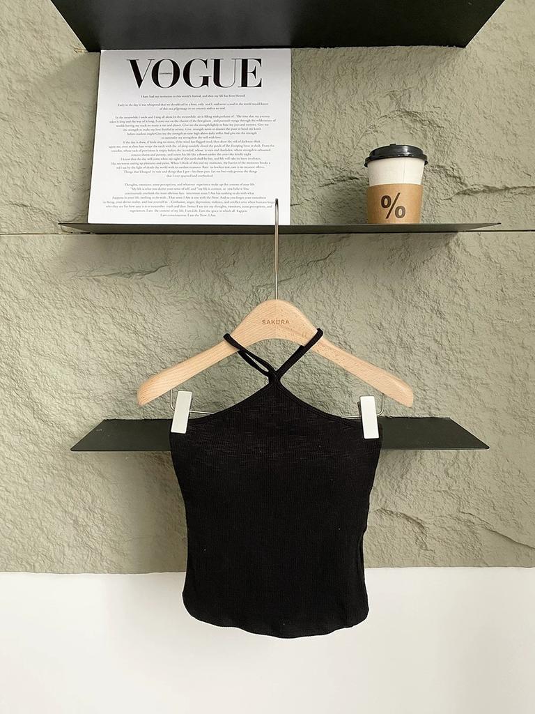 #Summer new pure desire wind halter neck vest female slim and thin one-piece chest pad versatile top