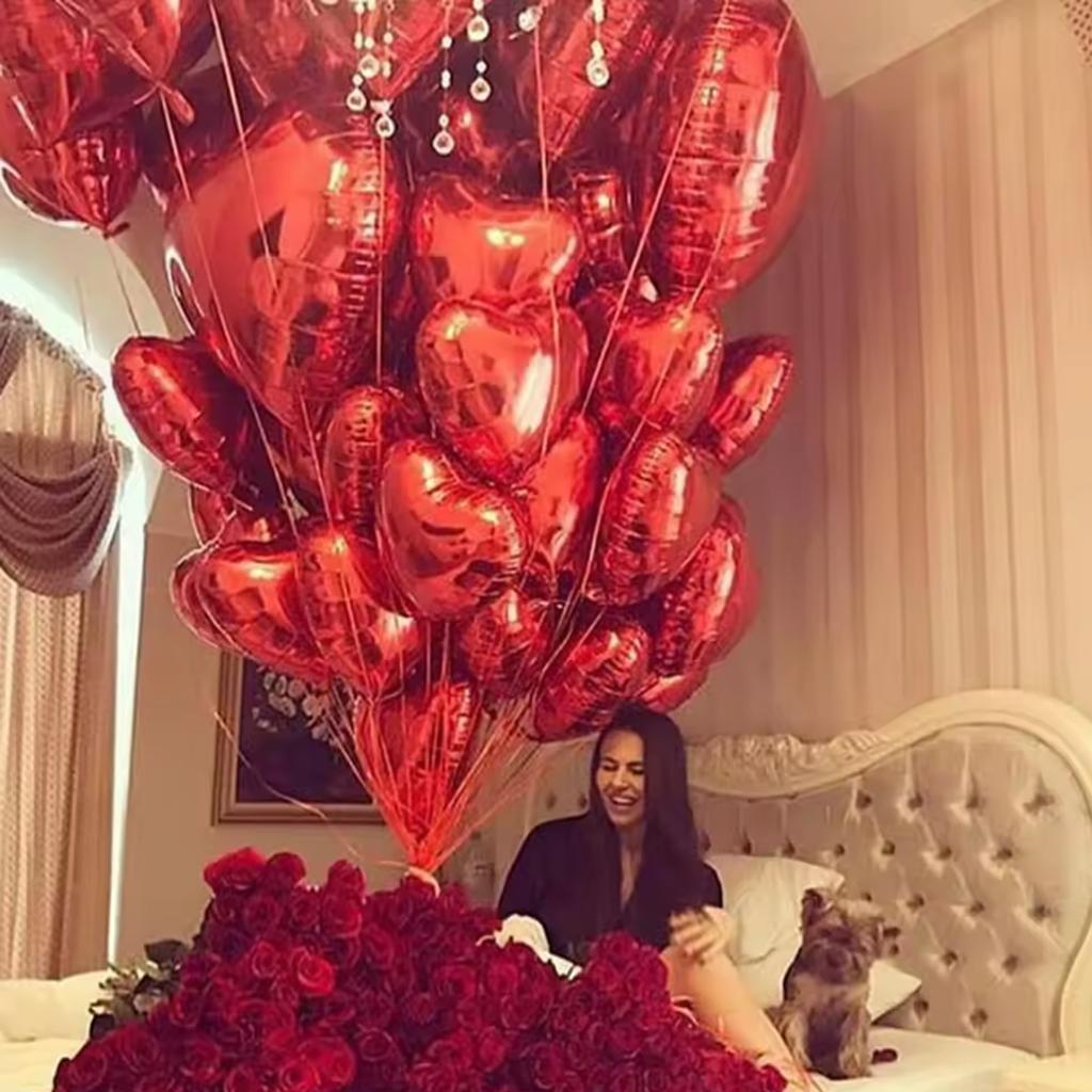 10pcs 18inch Rose Gold Love Heart Shape Foil Balloons Wedding Birthday Party Decorations Aluminum Foil Ballons Air Balls Globos
