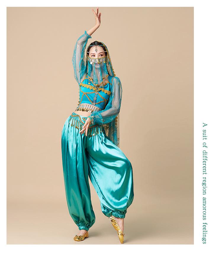 2025 Exotic Indian Dance Costume: Western Dunhuang Princess Jasmine Belly Dance Set for Adults