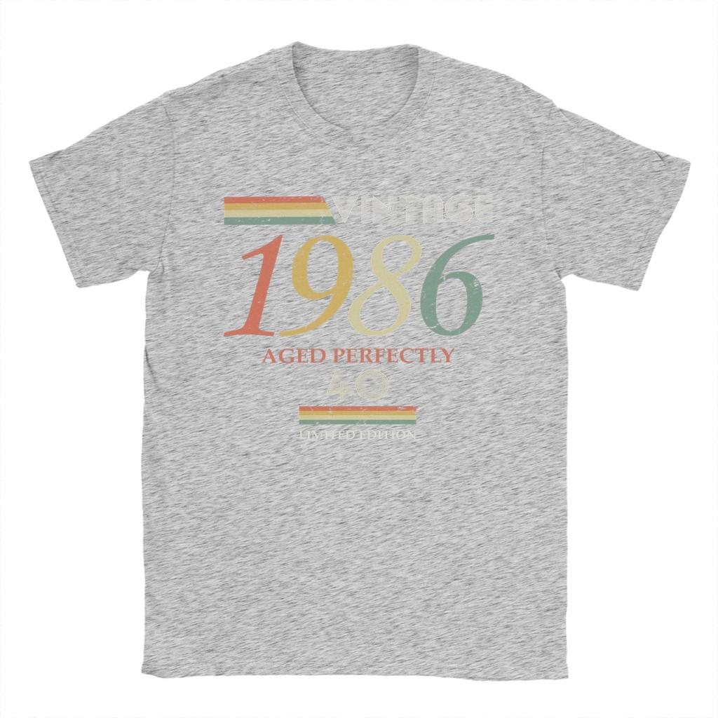 Cool Vintage 1986 40th Birthday Gift TShirts Unisex Crewneck Pure Cotton T Shirt 40 Years Old Short Sleeve Tees Adult Clothes