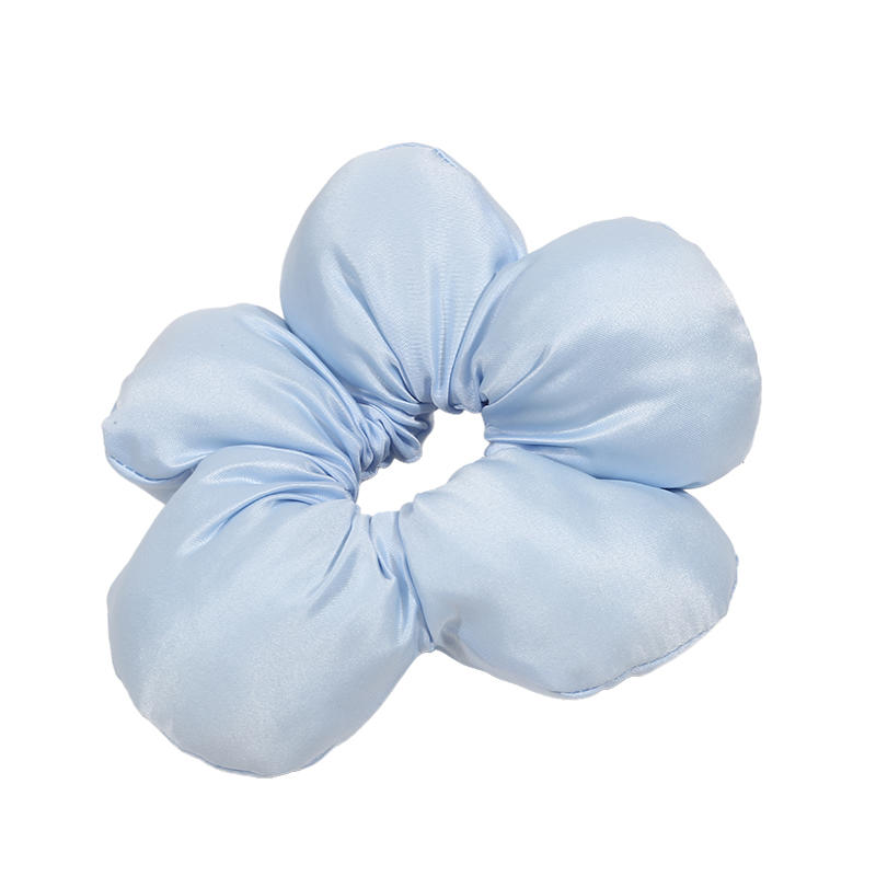 Trendy Oversized Blue Flower Scrunchie Headdress Women Girls Design Rubber Elastic Hair Band Vacation Hair Accessories