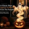 Indoor Outdoor Seasonal Props Ghost Pumpkin Yard Lamp, Halloween Resin Figurine with Warm LED Light, Small Figurines for Party Spooky Swirling