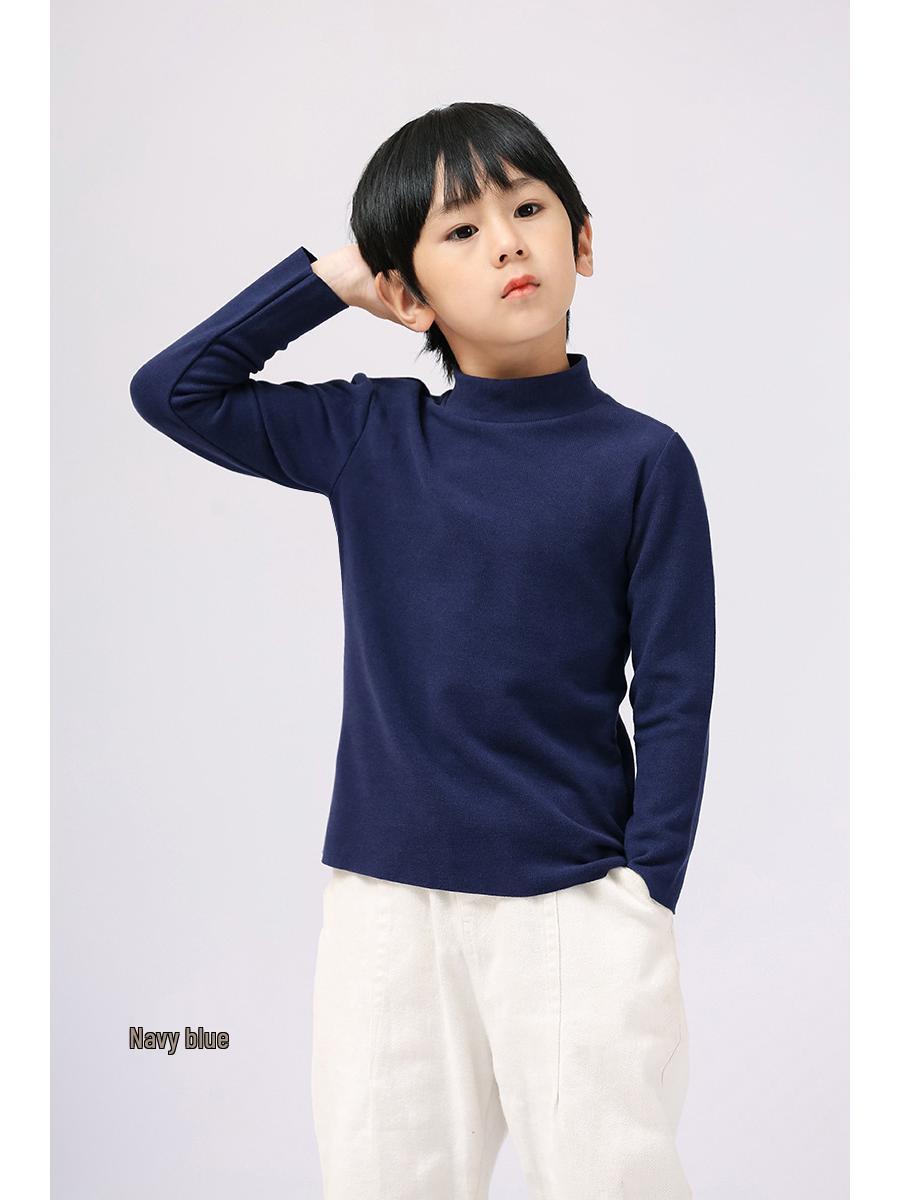 

Детская зимняя базовая футболка с полувысоким воротником в вертикальную полоску - однотонная, с двойным начесом для тепла 120cm (Recommended 40-50 jin)