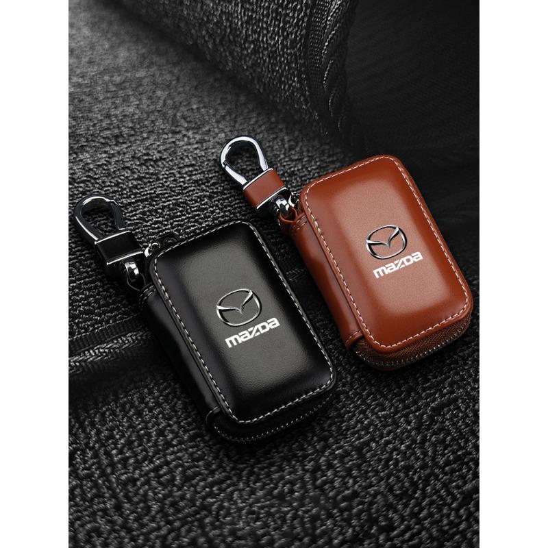1 Stück Leder-Emblem Auto Schlüsselhülle Schlüsselanhänger Reißverschluss Schlüsselhülle Tasche Für Mazda CX5 2 CX3 CX9 MX5 RX8 Axela Demio MS CX5 2 Axela Demio Atenza MS GJI GH BK MP
