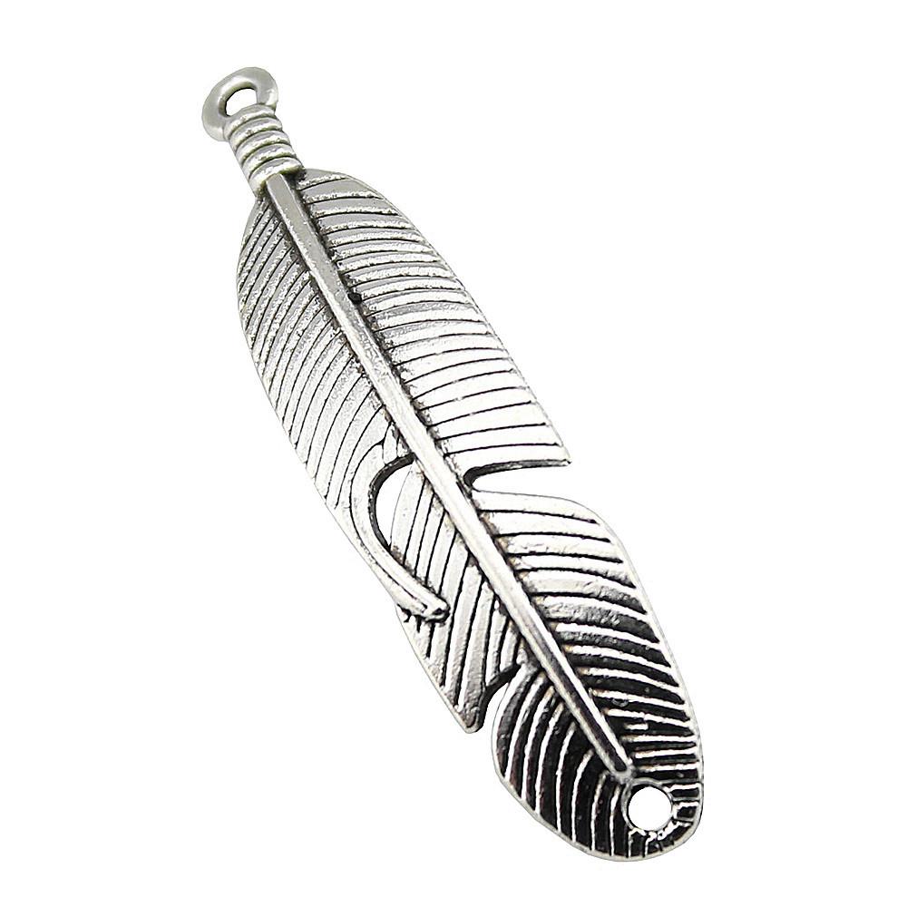 Feather Charm Angle Connectors For Bohemian Style Jewelry Vintage Pendants