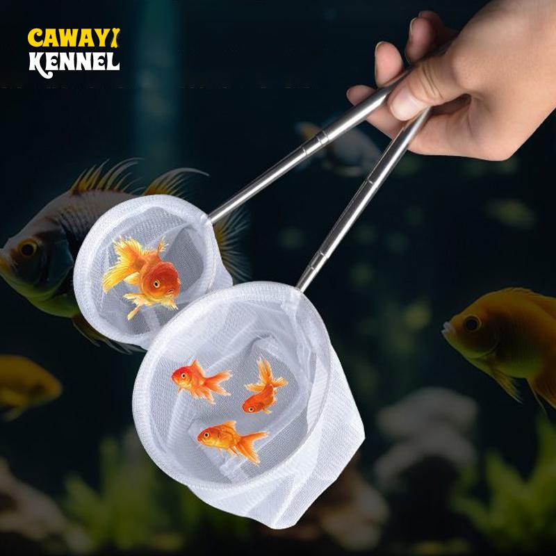 Square Round Stainless Steel Handle Aquarium Net Dip Net Fishing Gear for Catching Ornamental Fish Shrimp Tank Clean Accessories