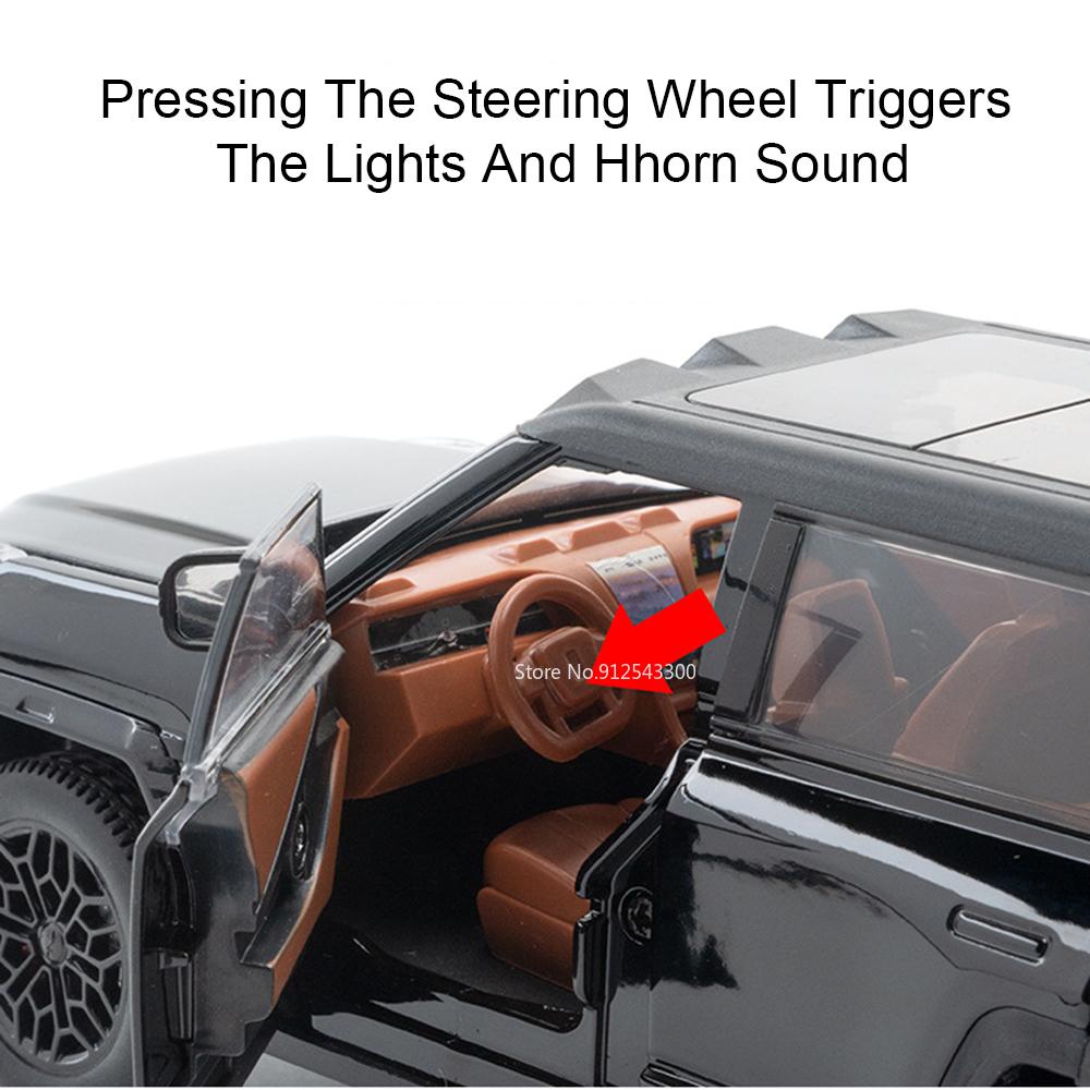 1:24 BYD U8 Delica Camping RV Model Toy Car Shock Absorption Doors Opened Metal Diecast Off-road Vehicle Models Kids Best Gifts