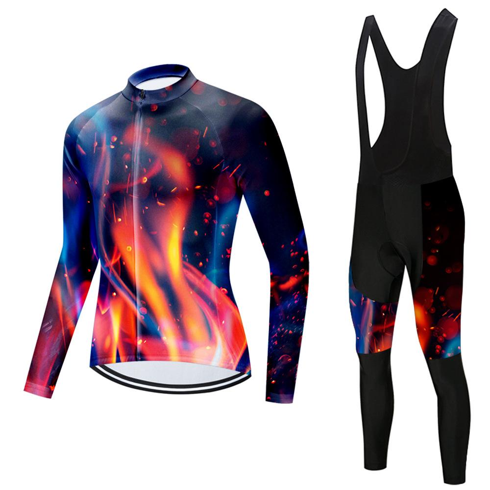 Set Long Sleeve Top Strap Pants Cycling Suit 2026 Autumn Breathable Cycling Suit Set
