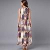 Women Oversized Sleeveless Round Neck Dress Stunning Tropical Bouquet Flowy Mid Length Dress