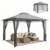 Garden Gazebo with Double Roof Gazebo with Mesh Walls UPF50+ for Outdoor Terrace 360x300x275 Cm Grey