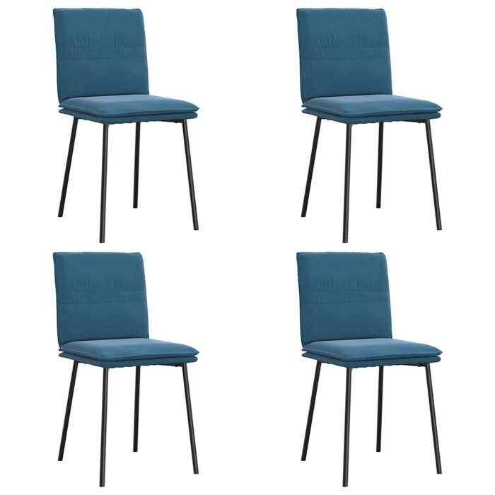 VidaXL Dining Chairs Set of 4 Blue Velvet, Chair, Living Room Chair, Accent Chair, Kitchen Chair, Dining Room Seat 3315354