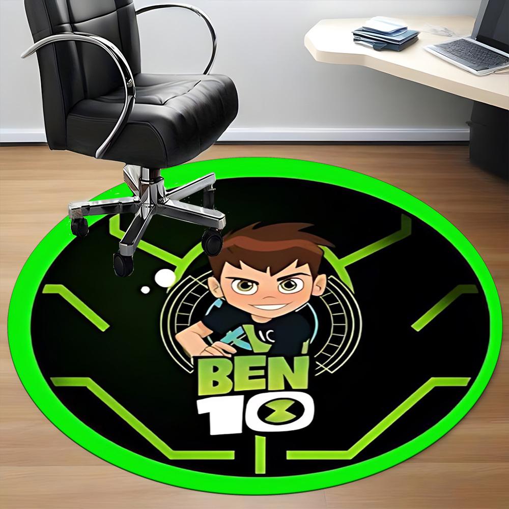 1 Pezzo Tappeto Rotondo da Ufficio Ben 10 - Perfetto per l'Arredamento dell'Ufficio o dello Studio, Lavabile in Lavatrice, Fondo Antiscivolo, Tappetino Decorativo