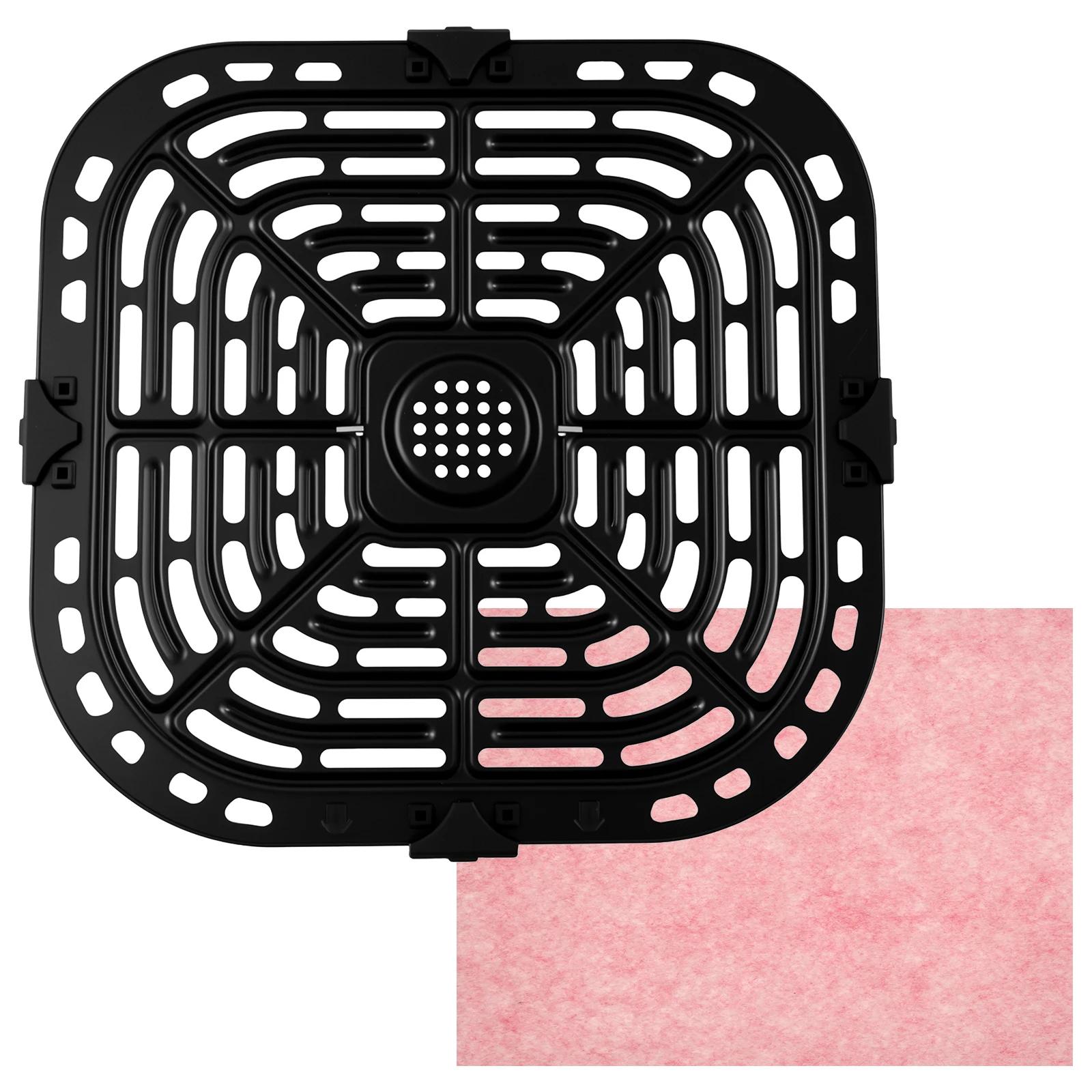 

Набор из сковороды-гриль и решетки для аэрофритюрницы Изысканная тарелка-хрустяшка, стойка, поддон, сплошная совместимая решетка, сетчатая полка, комплект для кухонных аксессуаров чёрный