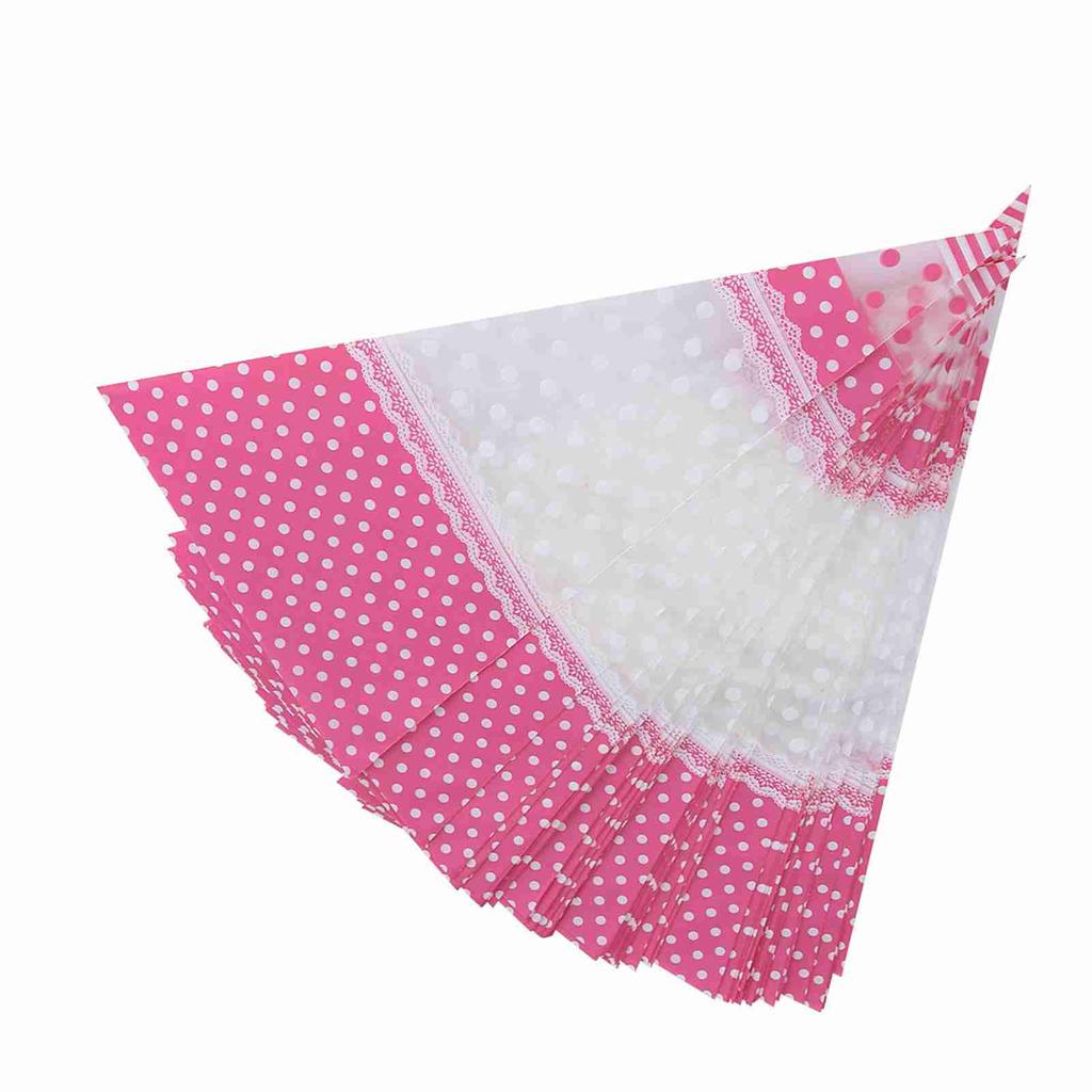 50 Piece Clear Cone Shaped Treat Popcorn Bags Treat Bags Cellophane Candy Bags with Twist Ties