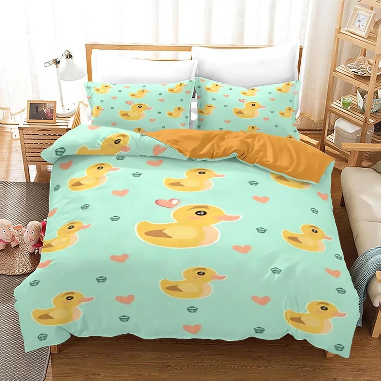 

Comforter Y-Yellow Duck Bedding Set Single Twin Full Queen King Size Little Duck Adult Boys Bedroom S 3D Print Comforter (quilt)-EU Single(135*200cm)3pcs