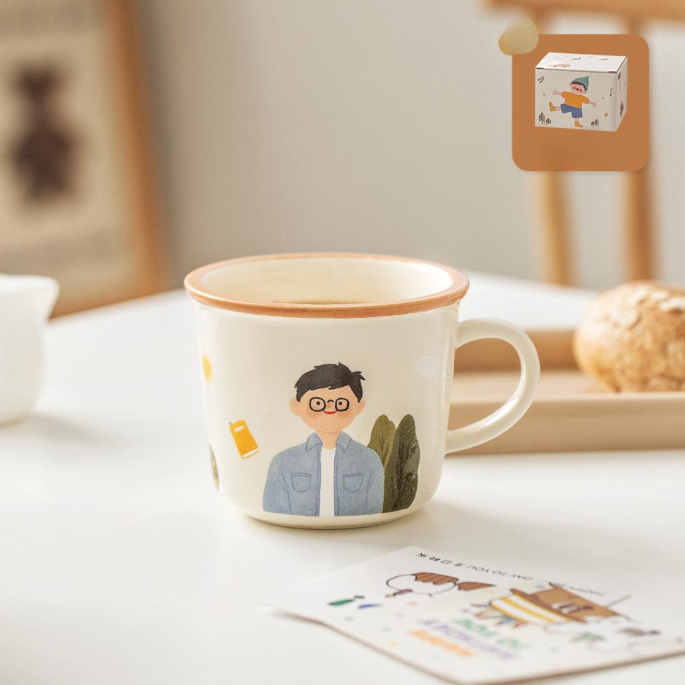 Family Creative Mug High  Value Cartoon Ceramic Cup Household Couple Breakfast Cup Cute Souvenir
