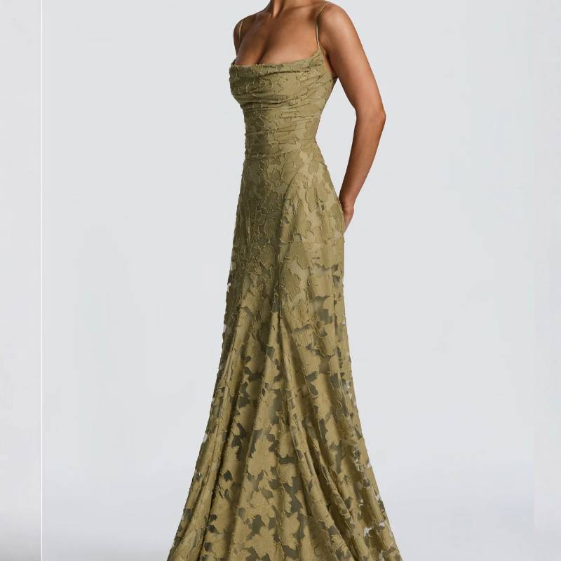 French Lace Cami Dress With Geometric Pattern For Casual Summer Vacation