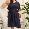Mid-length Dress Women's Summer Temperament Elegant Polka Dot Holiday Plus-size Dress