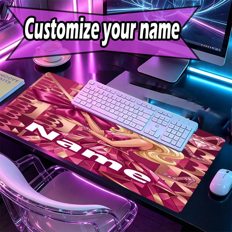 Custom Name Personalized Barbie Pattern Mousepad, Laptop PC Desk Mat, Decorative Desk Mat for Home Keyboard Pad Gift