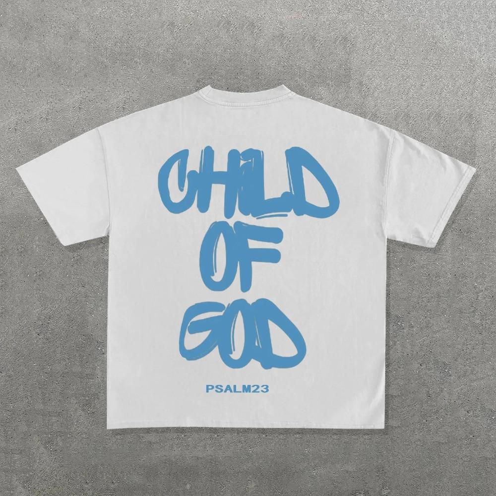 Y2k Streetwear Tshirt Unisex Unisex Child Of God Psalm23 Faith Graphic Oversized Loose Fit Cotton Short Sleeve Casual Tee