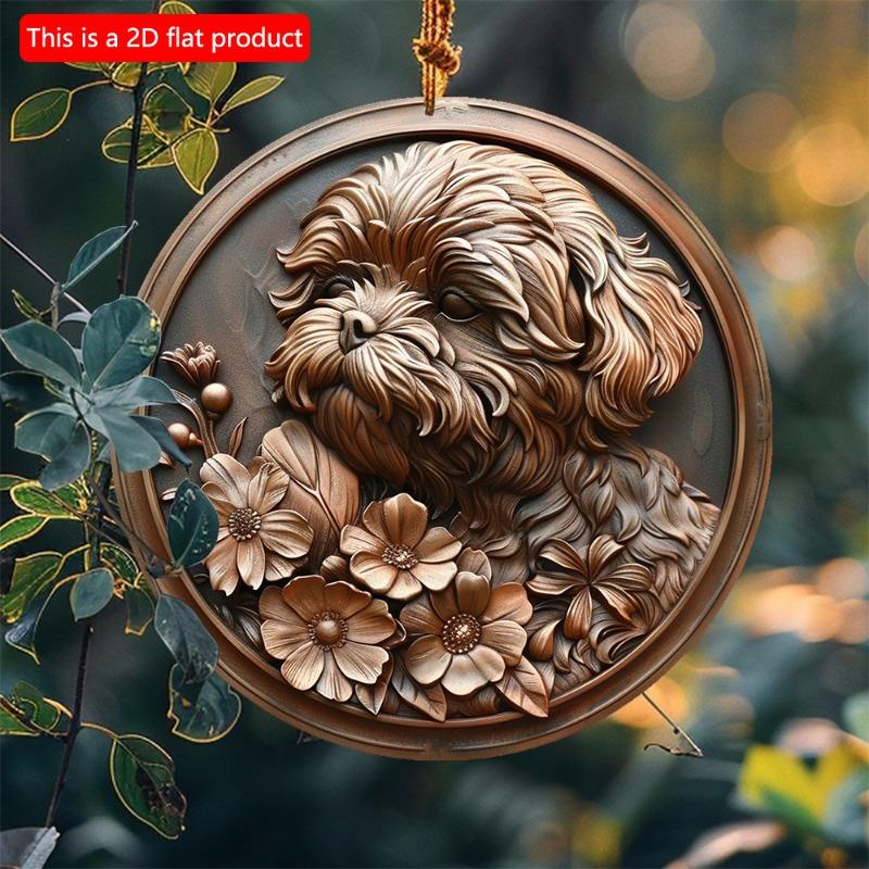 2d Flat 20*20cm, Poodle Themed Wooden Sign Spring Vibes, Perfect for Office and Valentine's Day Decor, for Home, Kitchen, Garden, Bedroom, Bar Decor.
