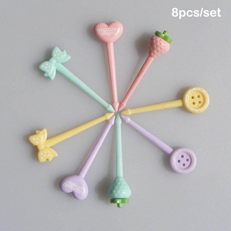 

Симпатичная фруктовая вилка, мини-мультяшная детская закуска, торт, десерт, зубочистка, Бенто разноцветный