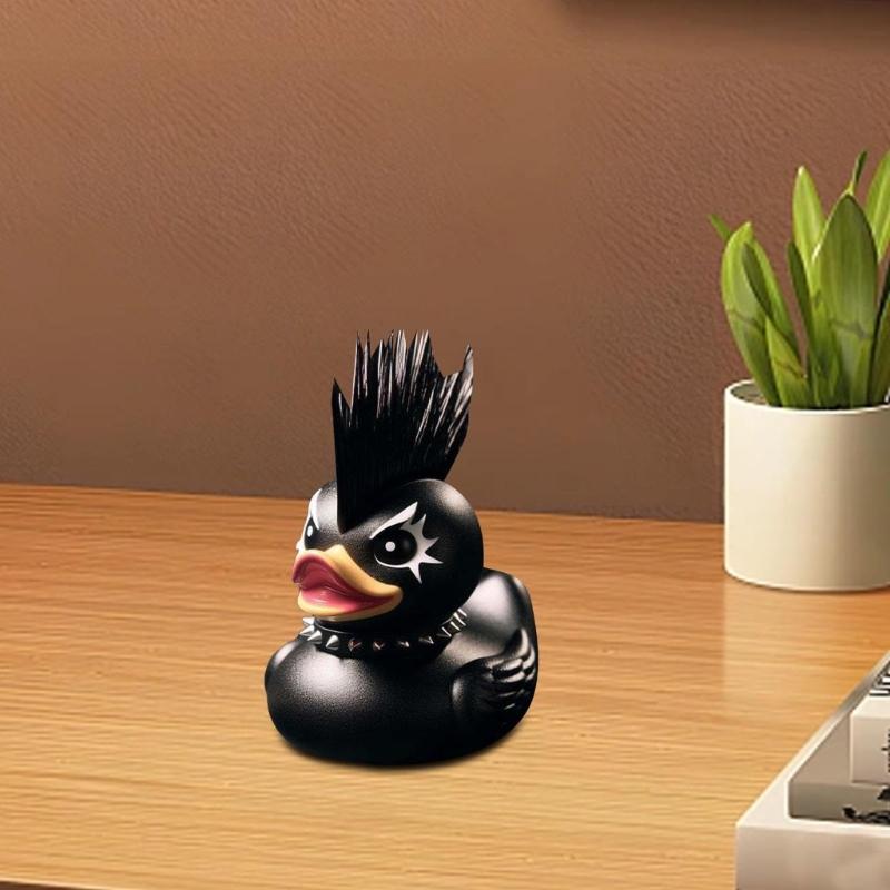 Lovely Duckieville Duck Statuette Punk Rock Duck Statue Satanic Duck