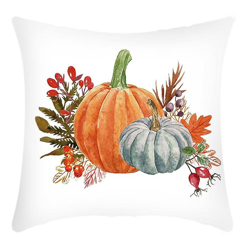 New Thanksgiving Series Pillow Cover English Letter Pumpkin Print Cushion Home Sofa Cushion Cover