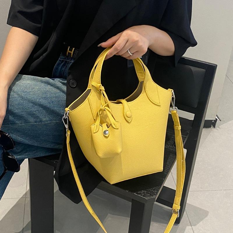 Vegetable Basket Bag Single-shoulder Versatile Bucket Bag Genuine Leather Women's Bag Crossbody Bag